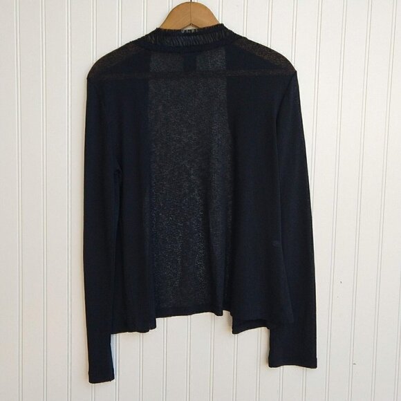 Vintage 90's Express Black Open Front Cardigan Size L Goth Witchy Pleated Lace - Picture 11 of 12